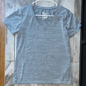 Nike Women's Heathered Grayish Blue V-Neck Tee